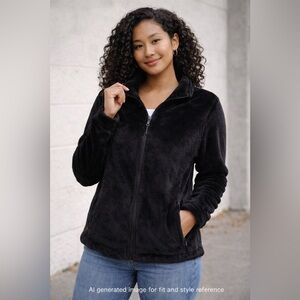 Plush Fleece Zip Jacket | Black | Size M | Ultra Soft